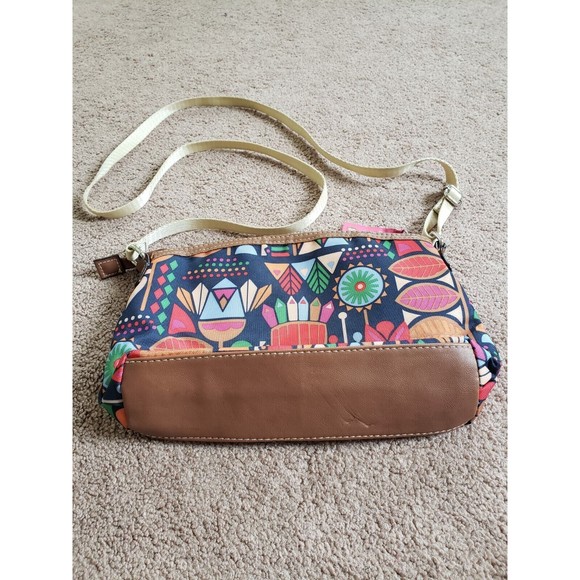 Lilly Bloom Colorful Aztec Design Lock Canvas Medium Crossbody Bag - Picture 4 of 7